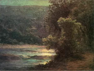 Moonlight on the Whitewater by John Ottis Adams - Oil Painting Reproduction