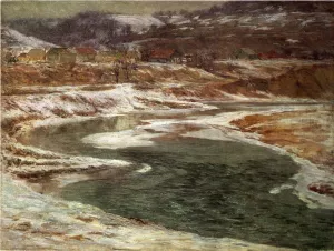 Winter - Brookville by John Ottis Adams - Oil Painting Reproduction