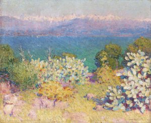 In the morning, Alpes Maritimes from Antibes by John Peter Russell Oil Painting