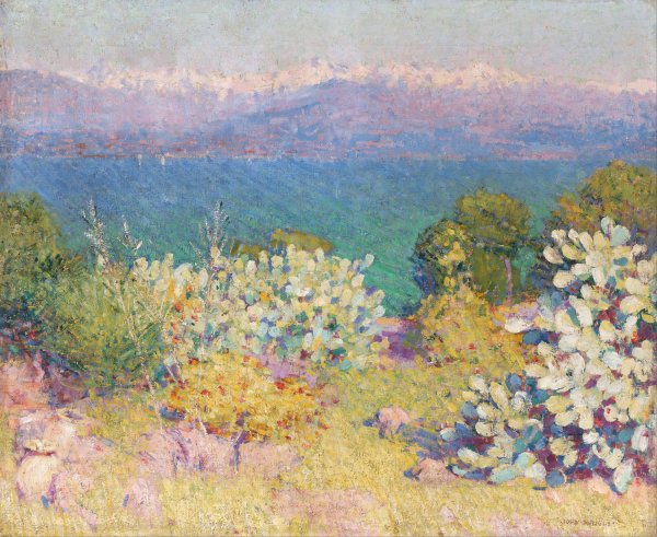 In the morning, Alpes Maritimes from Antibes by John Peter Russell - Hand-Painted Oil Painting Reproduction