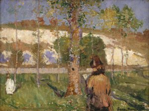 Madame Sisley on the banks of the Loing at Moret by John Peter Russell Oil Painting