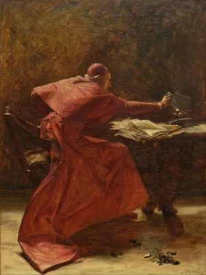 Cardinal Burning Papers painting by John Pettie
