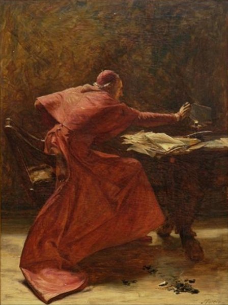 Cardinal Burning Papers by John Pettie - Hand-Painted Oil Painting Reproduction