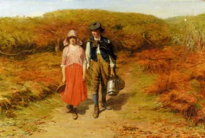 Rustic Courtship by John Pettie Oil Painting
