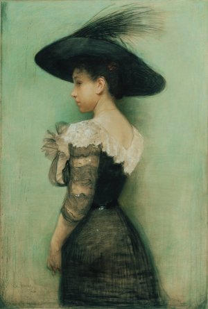 Dame mit schwarzem Kleid und Hut by John Quincy Adams Oil Painting