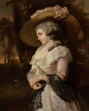 Portrait of a young lady in pink by John Raphael Smith Oil Painting