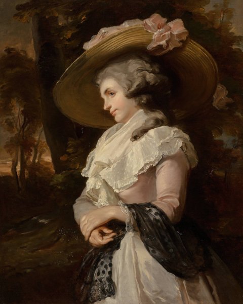 Portrait of a young lady in pink by John Raphael Smith - Hand-Painted Oil Painting Reproduction
