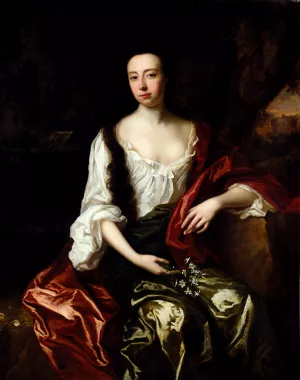 Portrait Of Thomas Brotherton Wife, Margaret by John Riley - Oil Painting Reproduction