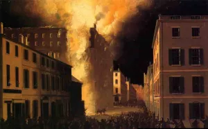 Conflagration of the Exchange Coffee House, Boston by John Ritto Penniman Oil Painting