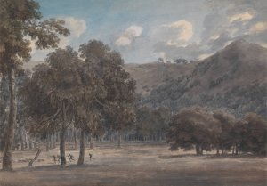 Il Parco degli Astroni, The Wooded Crater Bottom with Hunt in Progress by John Robert Cozens Oil Painting