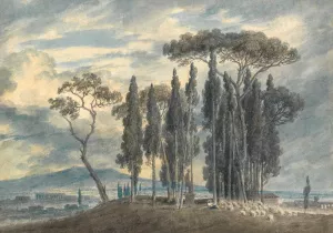 In the Gardens of the Villa Negroni at Rome by John Robert Cozens Oil Painting