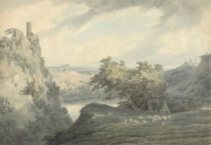 Italian Mountainous Landscape with Lake Nemi by John Robert Cozens Oil Painting