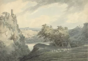 Italian Mountainous Landscape with Lake Nemi by John Robert Cozens Oil Painting