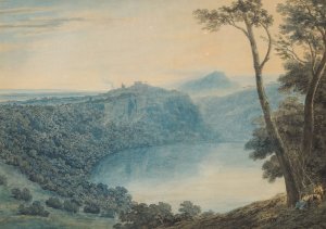 Lake Nemi And Town Of Genzano by John Robert Cozens Oil Painting