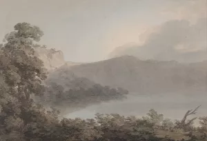 Lake of Vico Between Rome and Florence by John Robert Cozens Oil Painting
