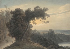 The Lake of Albano and Castel Gandolfo by John Robert Cozens Oil Painting