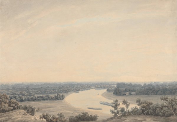 The Thames from Richmond Hill Looking Southwest by John Robert Cozens - Hand-Painted Oil Painting Reproduction