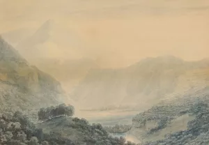 Upon The Linth by John Robert Cozens Oil Painting