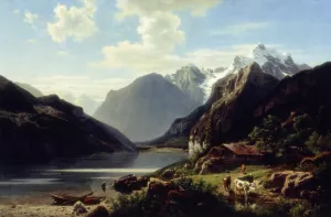 Evening at the Lake Shore by John Robinson Tait Oil Painting