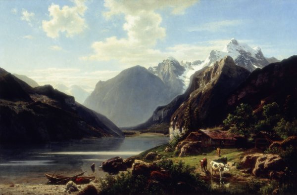Evening at the Lake Shore  by John Robinson Tait - Hand-Painted Oil Painting Reproduction