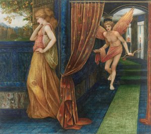 Cupid and Psyche by John Roddam Spencer Stanhope Oil Painting