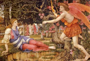 Love and the Maiden Oil painting by John Roddam Spencer Stanhope