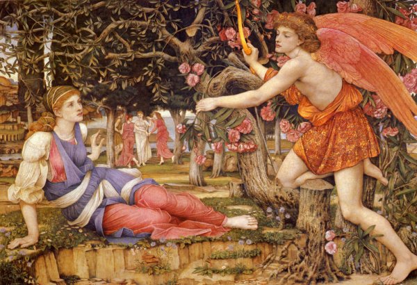 Main Product Photo of Love and the Maiden Painting by John Roddam Spencer Stanhope