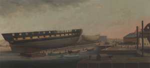 Heaving up His Majesty's Frigate 'Diana'at Blackburn's Yard, near Plymouth by John Rogers Oil Painting