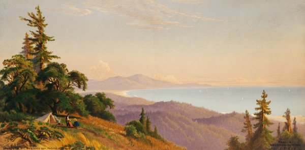 Main Product Photo of Santa Cruz Mts., Monterey Bay, Pacific Ocean  Painting by John Ross Key
