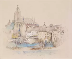 Lauffenburg on the Rhine by John Ruskin Oil Painting