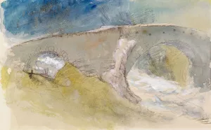 Old Bridge over a Mountain Torrent by John Ruskin Oil Painting