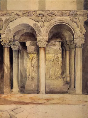 The Pulpit in the Church of S. Ambrogio by John Ruskin - Oil Painting Reproduction