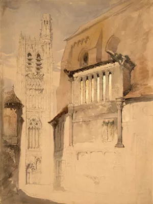 Tower of the Cathedral at Sens by John Ruskin - Oil Painting Reproduction