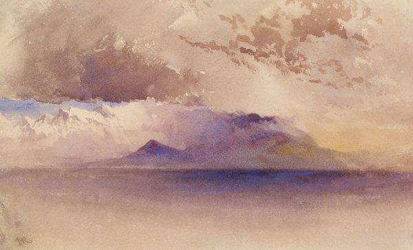 View of the Bay of Naples and Vesuvius  by John Ruskin - Hand-Painted Oil Painting Reproduction