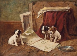 The alphabet lesson by John S. Hayes Oil Painting