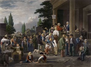 County Election by John Sartain Oil Painting