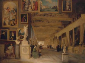 The Long Gallery of the Uffizi, Florence by John Scarlett Davis Oil Painting