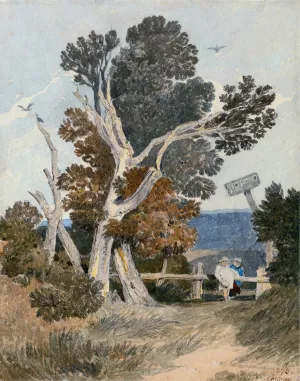 A Group of Trees by a Fence by John Sell Cotman Oil Painting