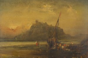 Beach Scene by John Sell Cotman Oil Painting