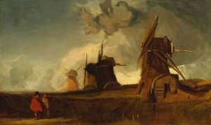 Drainage Mills in the Fens, Croyland, Lincolnshire by John Sell Cotman Oil Painting