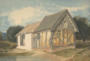 Farm Building by a Pond by John Sell Cotman Oil Painting