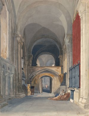 Norwich Cathedral; Interior of the North Aisle of the Choir, Looking East by John Sell Cotman Oil Painting