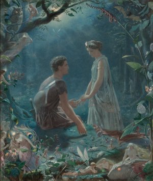 Hermia And Lysander, A Midsummer Night's Dream by John Simmons Oil Painting