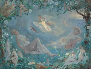 Titania asleep; a scene from 'A Midsummer Night's Dream', Act II, Scene ii by John Simmons Oil Painting