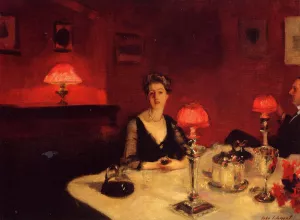 A Dinner Table at Night by John Singer Sargent - Oil Painting Reproduction