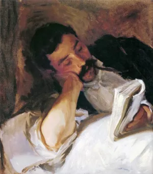 A Man Reading also known as Nicola Reading by John Singer Sargent - Oil Painting Reproduction