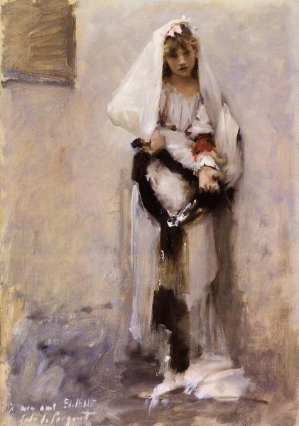 A Parisian Beggar Girl also Known as Spanish Beggar Girl by John Singer Sargent - Hand-Painted Oil Painting Reproduction