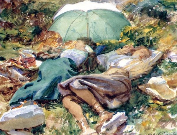 Main Product Photo of A Siesta Painting by John Singer Sargent