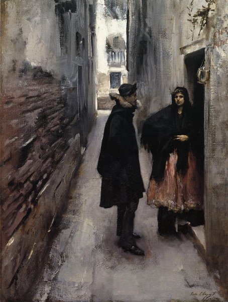 A Street in Venice by John Singer Sargent - Hand-Painted Oil Painting Reproduction