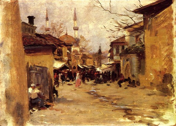 Arab Street Scene by John Singer Sargent - Hand-Painted Oil Painting Reproduction